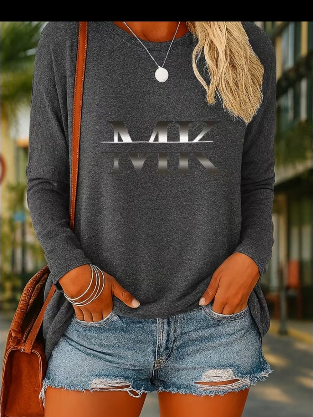 Charcoal Gray Logo Long Sleeve Pullover
